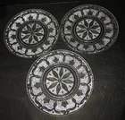 3 Federal Glass 9 1/2" Dinner Plates Vintage Pressed Glass Heritage Clear Plates