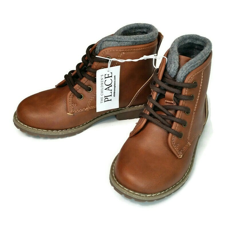 The Children's Place Boys Fashion Boot Lined Faux Leather Big Kid Youth  Size 12M