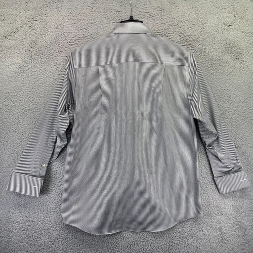 Donald J Trump Dress Shirt Men 16 32/33 Black White Striped French Cuff Non Iron - Picture 5 of 10
