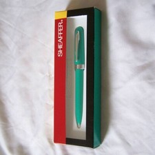 Sheaffer School Ballpoint Pen Green & Silver Trim New In Box Made In Usa