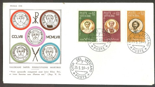 Vatican City Sc# 256-61: Valerianus Martyrs on FDC - Picture 2 of 3