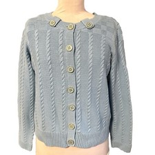 Christopher Banks Cardigan Sweater Women L Blue 100 Cotton Retro