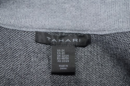 Tahari Womens Sweater Cardigan Plus 2X Gray Red Black Plaid Open Front Coat Cape - Picture 9 of 9