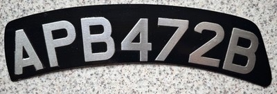 Britisches UK Oldtimer Motorrad Front Nummernschild APB 472B
