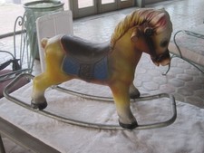 Vtg Blow Mold Plastic 1965 Blazon Child Toddler Miniature Rocking Horse 16" Tall