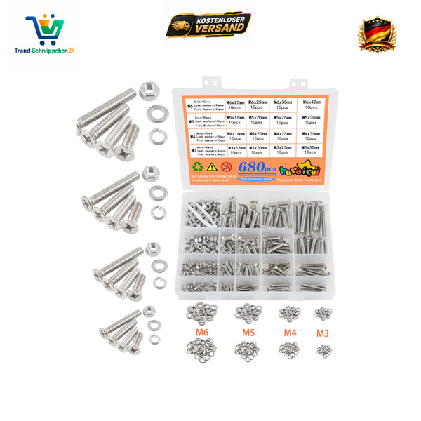Schrauben Set 304 Edelstahl M3 M4 M5 M6 680-image