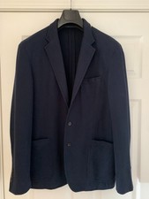 Polo Ralph Lauren Blazer 42R Navy Unstructured Cotton 3/2 Roll Jacket Pique Knit