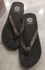 YELLOW BOX Celestial Flip Flops - Stained Glass Multicolored Sequins Women's 9M