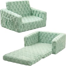 Toddler Couch for Kids 2-in-1 Fold Out Sofa and Lounger, Soft Flannel Conve...