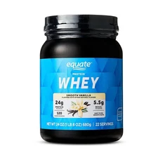 2 PACK Equate Whey Protein Powder, Smooth Vanilla, 24 oz