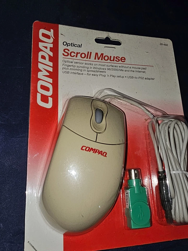 NEW Sealed Compaq optical scroll Mouse with USB to PS2 adapter connector - Image 4 of 4