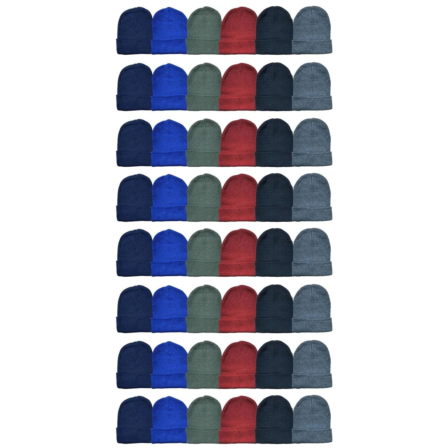 48 Pack Kids Winter Beanie Hat Assorted Colors, Warm Acrylic Cap (Assorted B)