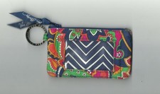 Vintage HTF Vera Bradley Zip ID Holder Coin Purse Key Ring - Colorful Print