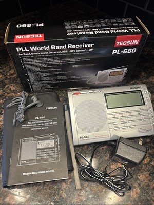 TECSUN PL-660 PLL World Band Radio FM/MW/LW/SW Air Band SSB With Box manual ear