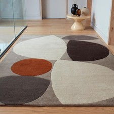 Jenson Grey Pebble Shapes Modern Rug 100% Wool