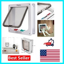 Elegant Medium Magnetic Cat Flap Door with 4-Way Lock - Weather-Resistant White