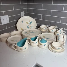 Vintage Salem Biscayne Dinnerware Replacement Pieces Turquoise Leaves YOU CHOOSE