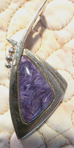 1" Jay King RARE Purple CHAROITE Pendant 925 Sterling Silver