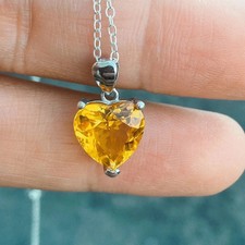 22.10 Ct Heart Cut Natural Citrine Sterling Sliver Pendant - Trending Gemstone