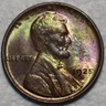 Uncirculated 1925-D Lincoln Cent, Gorgeous, Iridescent Green & Violet Toning! Denver Lincoln Wheat