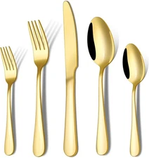 20-Piece Gold Stainless Steel Silverware Set Service 4