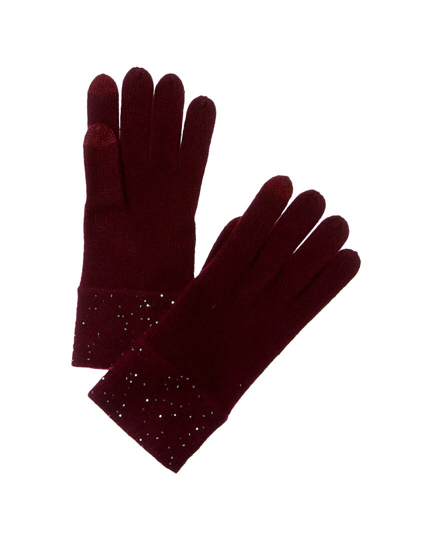Sofiacashmere Sequin Cashmere Gloves Women's Red Os