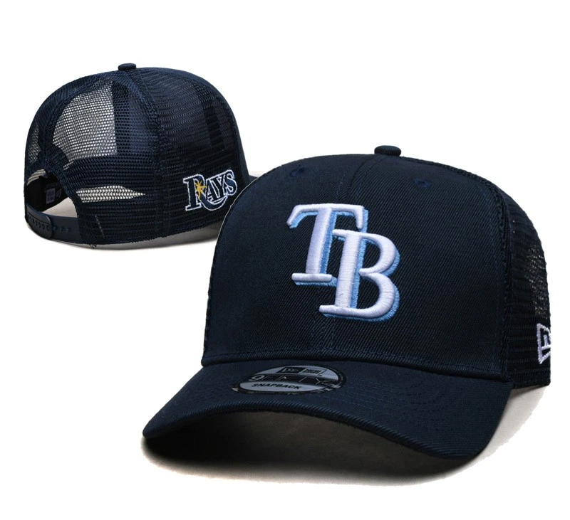 New Era 9FIFTY Tampa Bay Rays Trucker Snapback Hat Navy Mesh Back Adjustable MLB