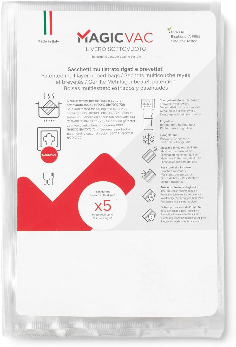 Kit 100 Sacchetti Magic Vac 20x30cm Brevettati per Sottovuoto