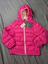 New Eddie Bauer Puffer Jacket Kids 6X Pink Hooded Quilted Nylon Insulated Winter
