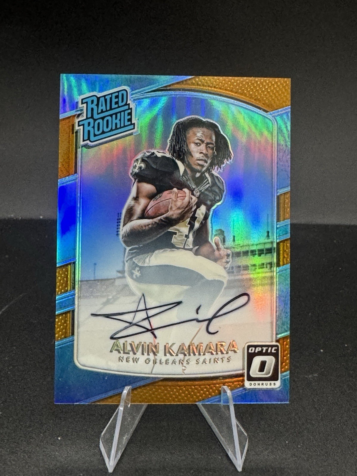 2017 Panini Optic Bronze Auto Alvin Kamara #199 Rated Rookie Saints