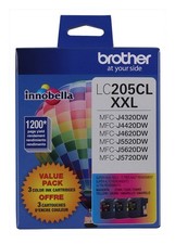 GENUINE Brother LC205 XXL Ink 3 Pack for MFC-J4320DW, MFC-J4420DW, YELLOW OPEN 