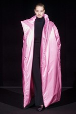 Balenciaga FW 2019 Pink Oversized Quilted Puffer Belted Long Coat with Collar