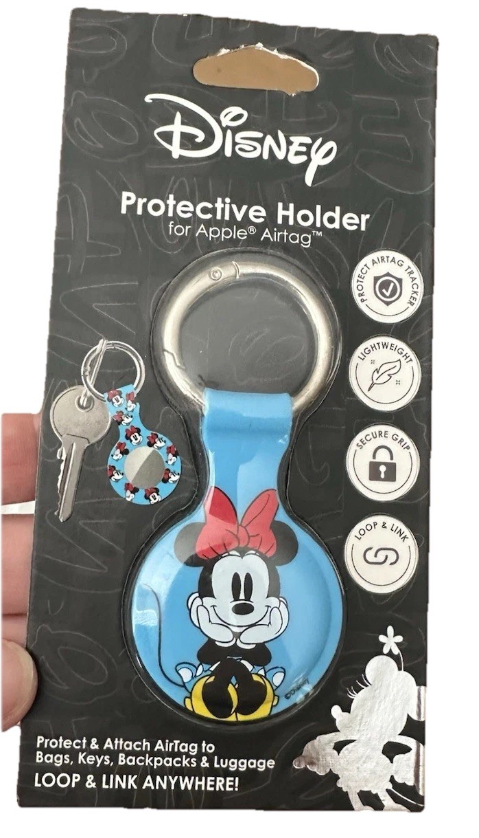 Minnie Mouse Apple AirTag Protective Keychain Holder with Clip