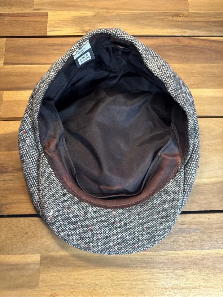 Gorra de Newsboy Donegal Tweed Años 70-80 Grande 71/4-73/8 Hecha en EE. UU. ACTWU Unión Sombrero de Lana De Colección Foto 4 de 4
