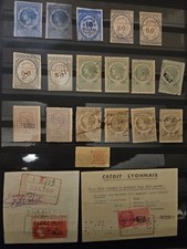 Lot Timbres Fiscaux France XIXe Quittances & Dimension + Documents)