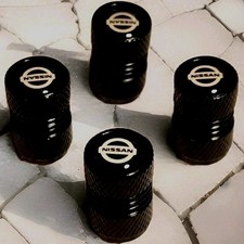 Universal Tire Valve Stem Cap Covers Fit For Nissan Style Black Logo Aluminum