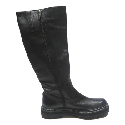 VINCE CAMUTO Bottes Hautes En Cuir Noir Genou UK 6.5 Semelle Épaisse Casual - Photo 1/4