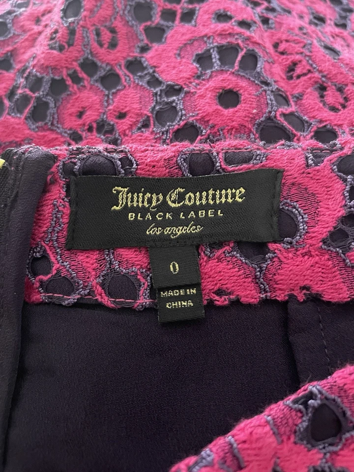 Falda de encaje Juicy Couture etiqueta negra rosa y negra talla 0 Foto 4 de 4