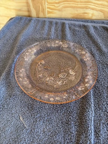 VINTAGE FEDERAL SHARON ROSE PINK DEPRESSION GLASS PLATE CONDITION NICE
