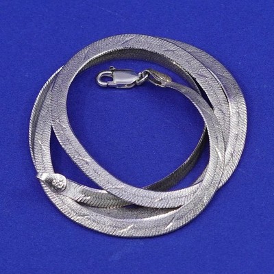 18 , vermeil gold filled Sterling silver necklace 925 texture herringbone chain