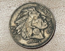 1959 Colombia 10 Centavos Chief Calarca