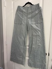 We The Free Blue Denim High Rise Wide-Leg Women's Pants Elastic Waist Pockets
