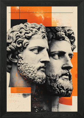 Antike Büsten Collage gerahmtes Wandbild Poster Leinwanddruck Bild