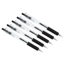 Black Gel Pen,18Pcs Fine Point Clear W Black Soft Grip,0.5mm Roller Ball 140mm