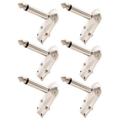 6 Pcs 6.35mm 1/4 Right Angle Mono Plug Flat Male Guitar Audio Adapter Connector