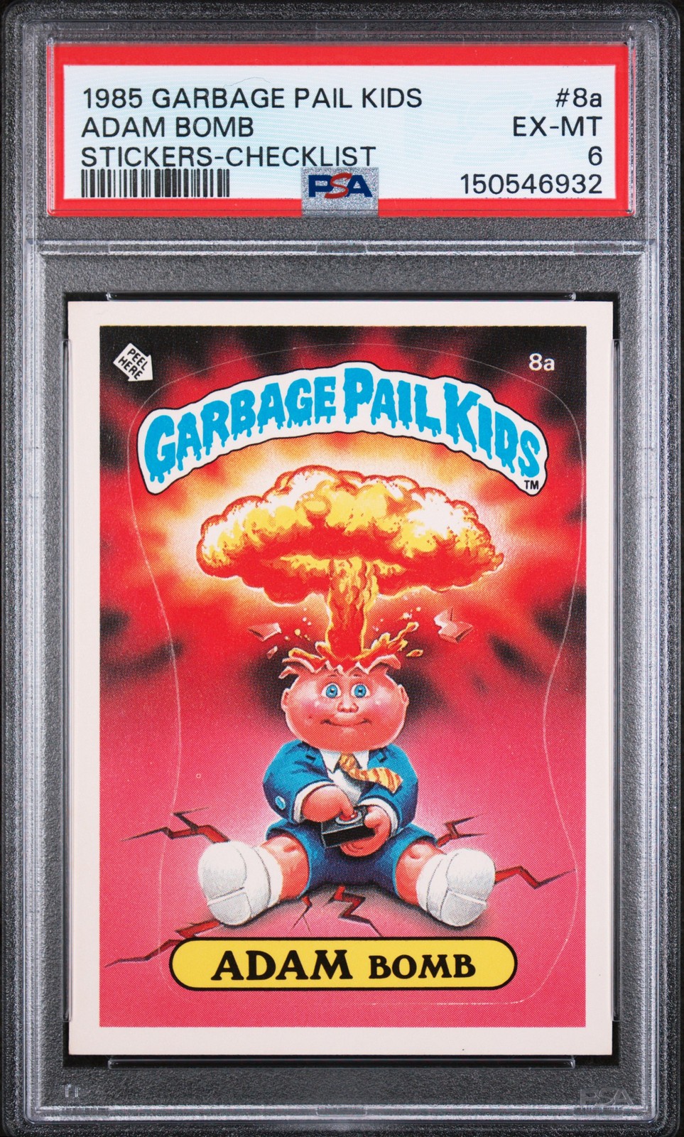 1985 GARBAGE PAIL KIDS STICKERS CHECKLIST #8A ADAM BOMB PSA 6