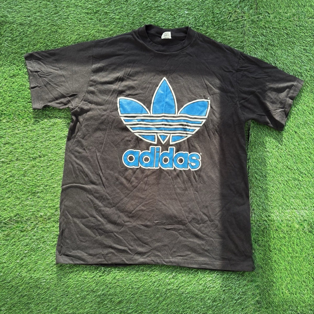 Vintage Adidas Shirt Mens XL Black Trefoil Logo Single Stitch Made 