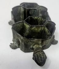 Vintage Japanese KENZAN Metal Turtle Flower Frog Ikebana