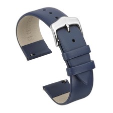 20mm Blue Genuine Leather Watch Bands with Silver Buckle for Men Women