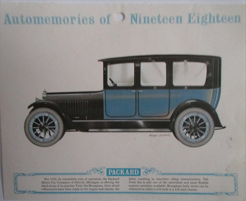 1918 Packard Brougham calendar car print (blue & black)